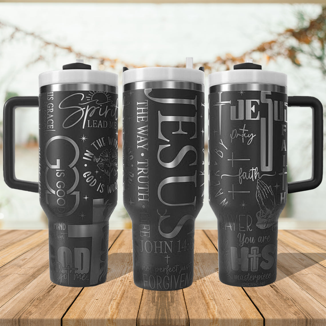 Jesus Christian Tumbler 30oz/40oz, Jesus Tumbler With Handle, Christian Laser Engraved, LAF17